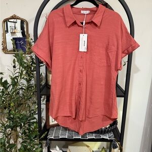 Apraw Women's Terracotta Button-Down Shirt size large